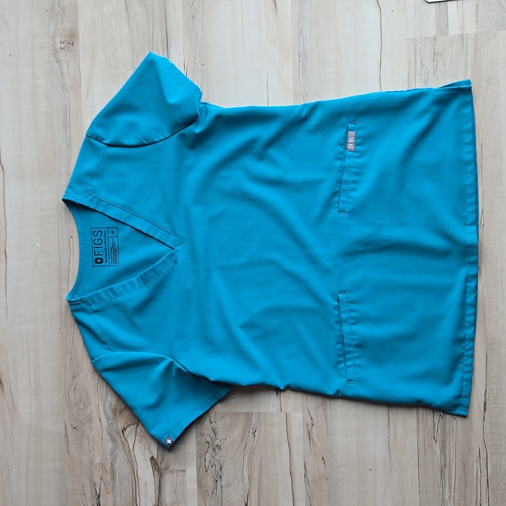 XS FIGS Teal Casma Scrub Top